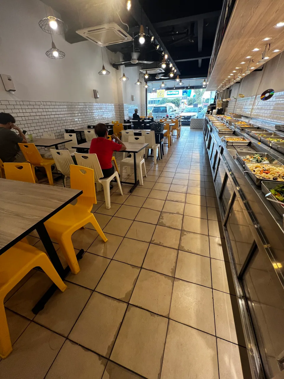 Cafeteria dining area flooring before visualization